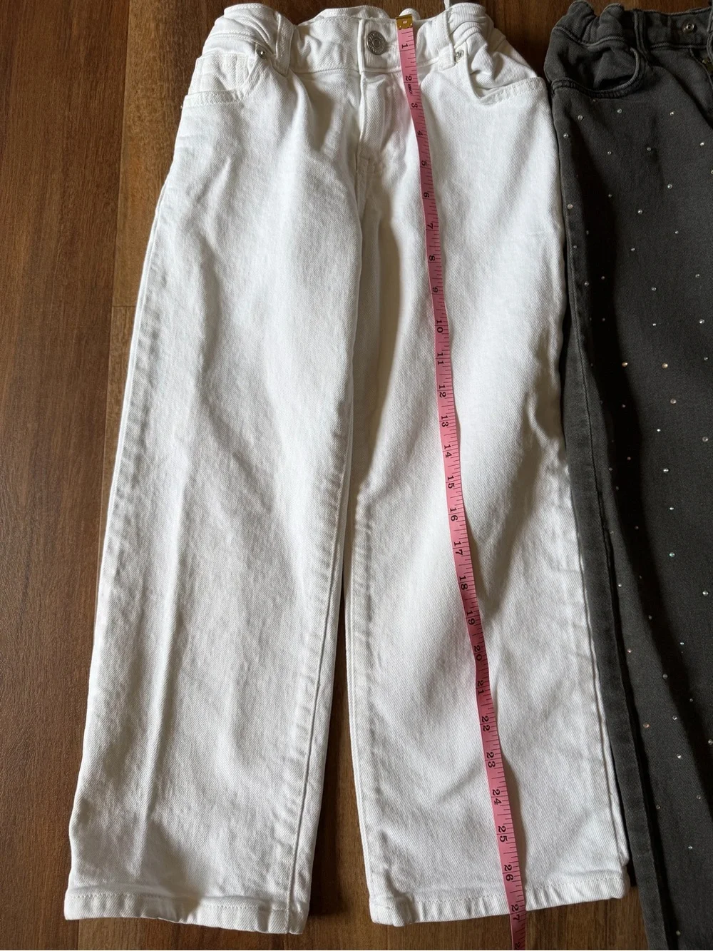 Kids Wide-Leg Pants Set - White and washed black with studs Size 7